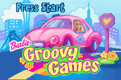 Barbie Groovy Games title screen for GameBoy Advance